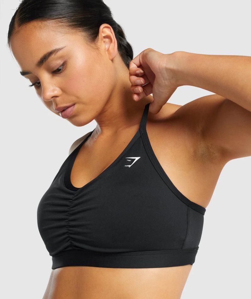 Women's Gymshark Ruched Sports Bra Black | CA 7A163D